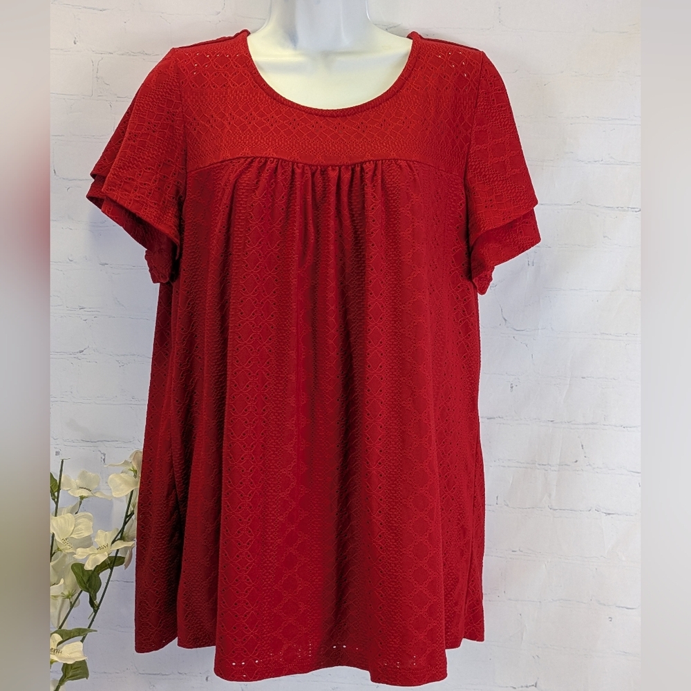 Kim Rogers Red Short Sleeve Relaxed Blouse
